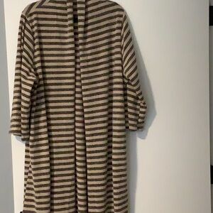 Tan and dark gray Striped Duster Knit Sweater. See all PICS. NWT